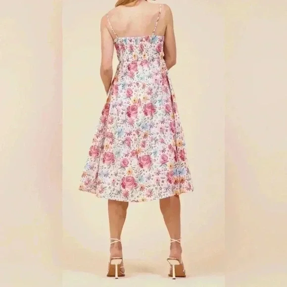 Moodie The Lauren Midi Dress, Floral, adjustable spaghetti strap , lined - Picture 12 of 12